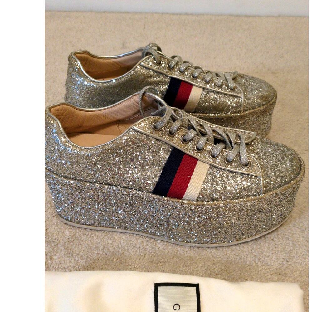 Gucci Peggy Glitter Platform Sneaker - Picture 2 of 15